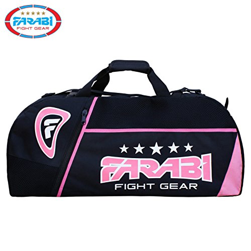 Farabi Sports Fitness-Studio Uniforme de fitness, MMA, Bolsa de equipo de boxeo, Bolsa de viaje Bolsa de entrenamiento de marcha (Black/Pink)