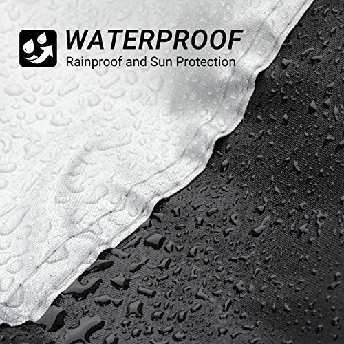 Favoto Funda para Moto Cubierta de Motocicleta 210D Protectora Oxford con Bandas Reflectantes a Prueba de Sol Agua Lluvia Polvo Viento Nieve Hojas Excremento de Pájaro, XXL 245cm Negro+Plata