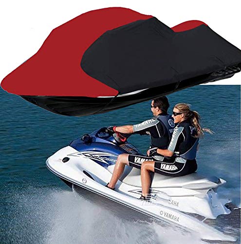 FBKPHSS Trailerable Impermeable Jet Ski Cover, 600D Heavy Duty Fundas para Jet Ski Barco PVC Oxford PWC Funda para Barco Adapta 2-3 Persona Sea Doo Barco,Rojo,116" to135