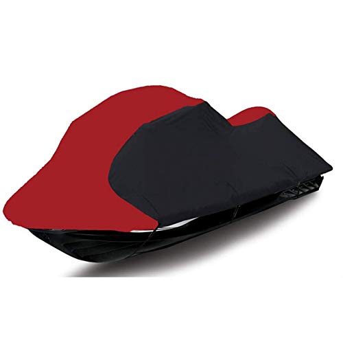 FBKPHSS Trailerable Impermeable Jet Ski Cover, 600D Heavy Duty Fundas para Jet Ski Barco PVC Oxford PWC Funda para Barco Adapta 2-3 Persona Sea Doo Barco,Rojo,116" to135