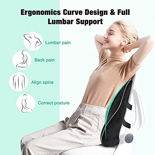 Feagar Cojín Lumbar Ortopédico – Cojín Lumbar Ergonómico de Espuma Viscoelástica –Cojin Respaldo para Asiento Coche, Silla Oficina, Silla de Ruedas, Apoyo para la Espalda,Grande
