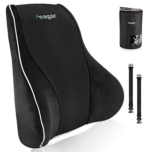 Feagar Cojín Lumbar Ortopédico – Cojín Lumbar Ergonómico de Espuma Viscoelástica –Cojin Respaldo para Asiento Coche, Silla Oficina, Silla de Ruedas, Apoyo para la Espalda,Grande