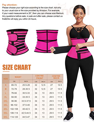FeelinGirl Mujer Neopreno Corsé Lumbar con 7 Huesos Aceros Faja Reductora Postparto con Cremallera y Velcro Waist Trainer Deportivo Rosa XXL/Talla 48
