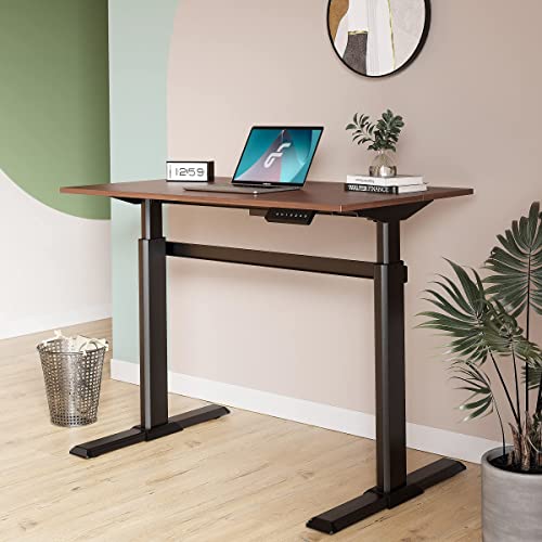 Fenge Escritorio de Pie Electrónico Mesa de Ergonomía Altura Ajustable 4 presets programables (Marco Negro y Escritorio marrón)