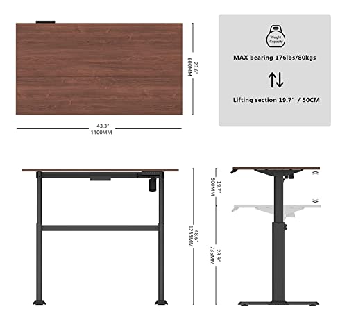 Fenge Escritorio de Pie Electrónico Mesa de Ergonomía Altura Ajustable 4 presets programables (Marco Negro y Escritorio marrón)