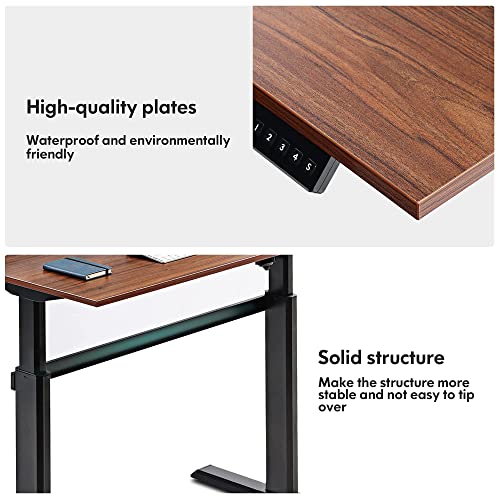 Fenge Escritorio de Pie Electrónico Mesa de Ergonomía Altura Ajustable 4 presets programables (Marco Negro y Escritorio marrón)