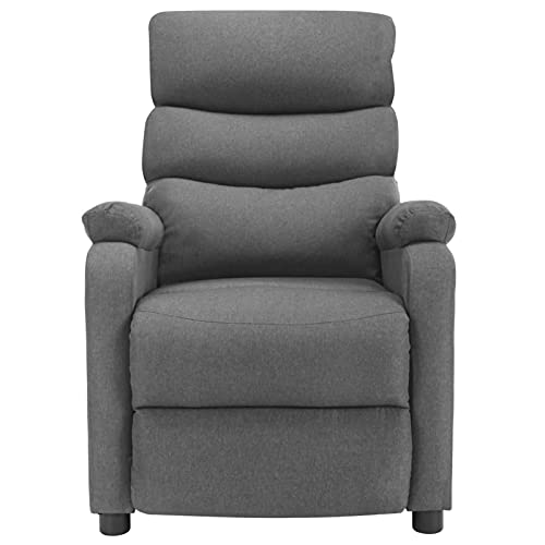 Festnjght Sillón Masaje Tela Relax Gris Claro con Reposapiés Reclinable Masaje 6 Zonas y Acabado en PU Anti-Cuarteo [Incluye Mando]