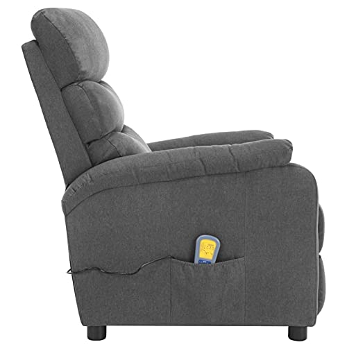 Festnjght Sillón Masaje Tela Relax Gris Claro con Reposapiés Reclinable Masaje 6 Zonas y Acabado en PU Anti-Cuarteo [Incluye Mando]