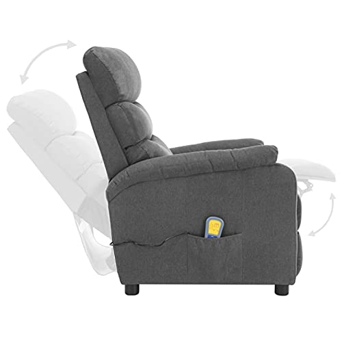 Festnjght Sillón Masaje Tela Relax Gris Claro con Reposapiés Reclinable Masaje 6 Zonas y Acabado en PU Anti-Cuarteo [Incluye Mando]