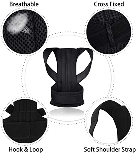 FETTR Corrector de Postura de Espalda Completa Soporte Ajustable Cinturón de Hombro Columna Lumbar para Hombres, Mujeres y Adolescentes Corrección de jorobado, (Negro) (Color: Negro, Tamaño: X-Large)