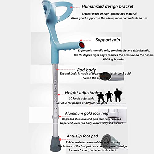 FFAN Muletas de Codo Tipo Brazo más Nuevas - Muletas de aleación de Aluminio - Muletas cómodas con diseño - Muletas para Las Axilas elásticas Adultos - Un par Good Life