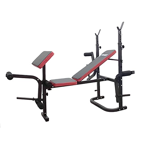 FFitness Banco de pesas plegable multifunción para gimnasio, pectorales con soporte para pesas y respaldo ajustable