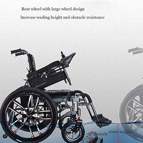FGVDJ Silla de Ruedas eléctrica Inteligente para Personas Mayores discapacitadas, Silla de Ruedas Plegable multifunción Motor Doble portátil para Viajes Interruptor Manual/el