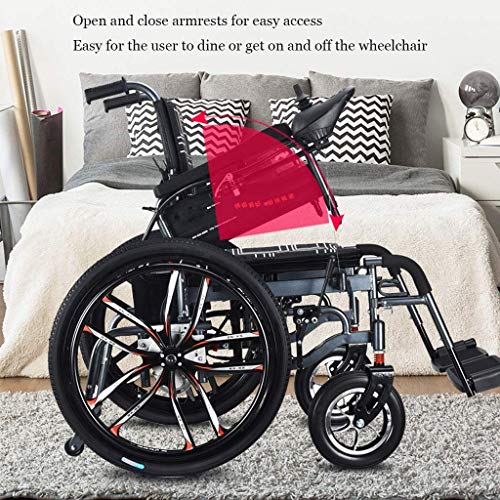 FGVDJ Silla de Ruedas eléctrica Inteligente para Personas Mayores discapacitadas, Silla de Ruedas Plegable multifunción Motor Doble portátil para Viajes Interruptor Manual/el