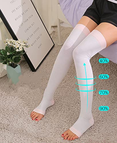 FHTD Calcetines De Compresión Para Mujer Calcetines De Tubo Para Dormir Calcetines Para El Hogar Cómodos Y Transpirables Calcetines De Tubo Largo Sobre La Rodilla Para Dormir 3 Pares,Negro,L/XL