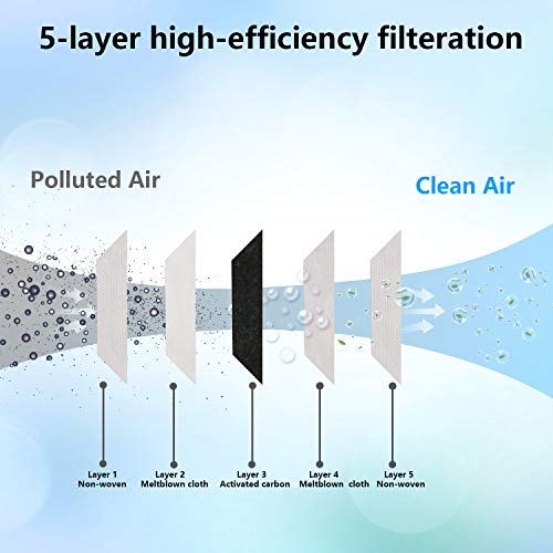 Filtros de Carbón Activado Reemplazables PM2.5 de 5 Capas para Adults (100 PCS)