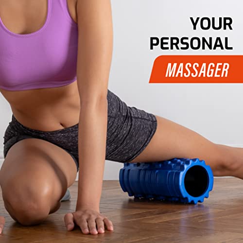 Fit Nation rodillo masaje muscular con libro de ejercicios, rodillo foam roller ultraligero con núcleo hueco, para un alivio profundo del dolor, ideal para corredores, ciclistas, futbolistas, atletas