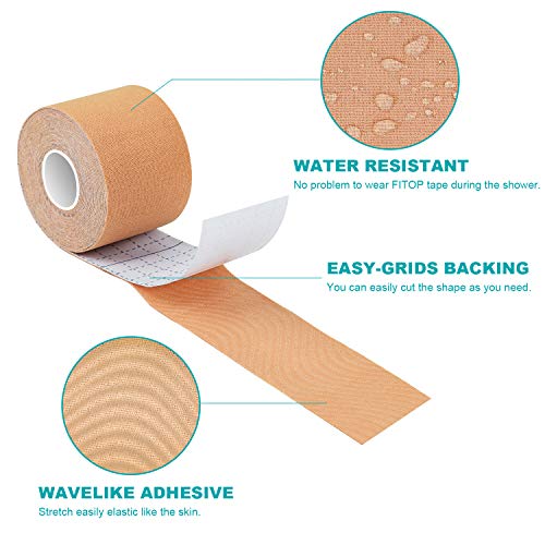 FITOP Cinta de Kinesiología 2 Rollos de 5 m x 5 cm (Beige)