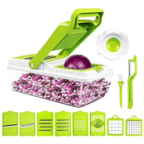 FLAMEER Protección multifunción para picar verduras, recipiente protector de manos duradero, picador de alimentos, cortador de verduras, cebolla, ajo, ensalada, zanahoria, patatas