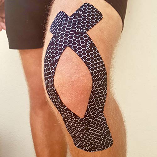 FlexU Kinesiology Tape - Super Wide, Specially Designed PRECUT Y Shape ; 2 Roll Pack Black
