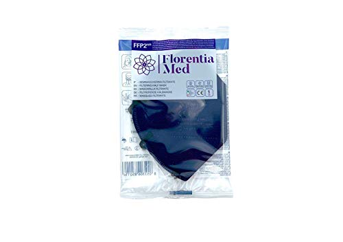 Florentia Med Máscaras FFP2 AZULES MADE IN ITALY con certificación CE Categoría EPI: III, de conformidad con EN 149: 2001 + A1: 2009. FFP2 de 50 piezas Empaquetada y sellada individualmente