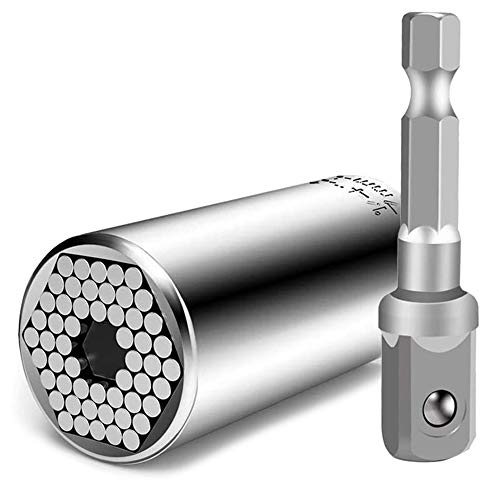 Flybiz Universal Llave de Vaso (7-19mm), Multifuncional Reparación Herramientas de Mano Regalos Originales Hombre, Juego Llave de Vaso con Adaptador Taladro, El Mejor Regalo Para Hombres, Artesanos