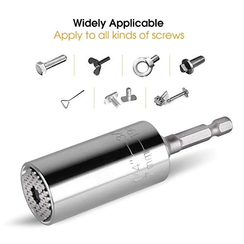Flybiz Universal Llave de Vaso (7-19mm), Multifuncional Reparación Herramientas de Mano Regalos Originales Hombre, Juego Llave de Vaso con Adaptador Taladro, El Mejor Regalo Para Hombres, Artesanos