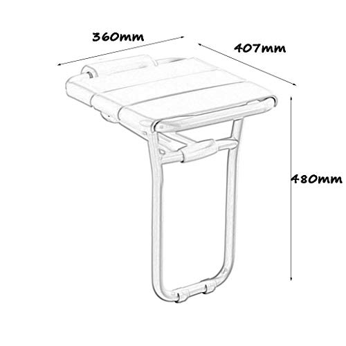 FLYTYSD Montado En La Pared Plegable del Asiento Plegable Taburete De Ducha De Baño Ducha De Estar Silla Plegable del Baño De Asiento para Adultos, Ancianos, Discapacitados MAX.