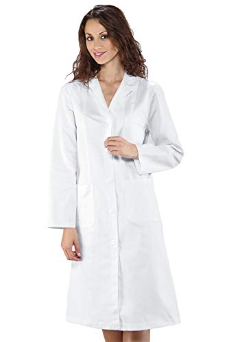 fratelliditalia.org Bata de mujer blanca puro algodón Laboratorio farmacista herboristería veterinario, Color blanco., XL
