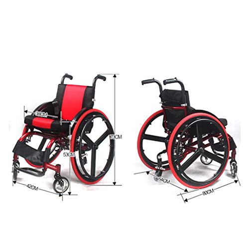FREEDOH Manual De Deporte Y Ocio Autopropulsada Silla De Ruedas Plegable De Peso Ligero con Silla De Ruedas para Minusválidos Hijos Adultos De Ruedas Sillas De Ruedas De Ocio De Moda,Rojo