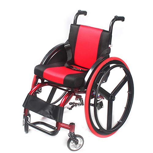FREEDOH Manual De Deporte Y Ocio Autopropulsada Silla De Ruedas Plegable De Peso Ligero con Silla De Ruedas para Minusválidos Hijos Adultos De Ruedas Sillas De Ruedas De Ocio De Moda,Rojo