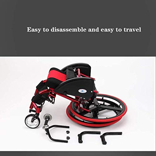 FREEDOH Manual De Deporte Y Ocio Autopropulsada Silla De Ruedas Plegable De Peso Ligero con Silla De Ruedas para Minusválidos Hijos Adultos De Ruedas Sillas De Ruedas De Ocio De Moda,Rojo