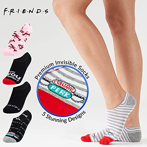 FRIENDS Calcetines Tobilleros Mujer, Pack de 5 Pares de Calcetines Invisibles Mujer, Regalos Originales Para Mujer