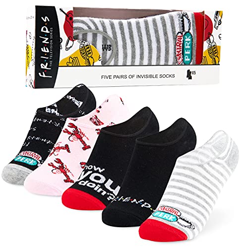 FRIENDS Calcetines Tobilleros Mujer, Pack de 5 Pares de Calcetines Invisibles Mujer, Regalos Originales Para Mujer