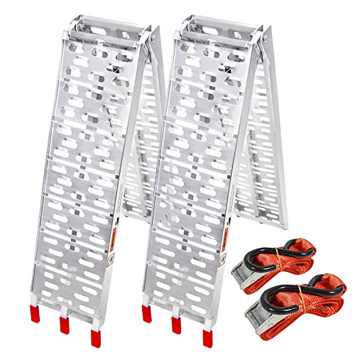 Froadp 2X Plegable Rampas de Carga Antideslizante Aluminio Estabilidad Peldaños en Zigzag Rampa de Acceso para Vehículos Moto Carga Máxima 680KG por par(230x28x7cm)