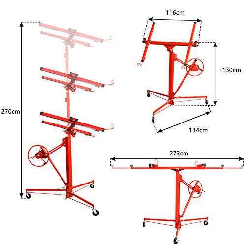 Froadp XXL Grúas para Placas de Yeso Elevador de Losas Ayuda de Montaje Ajustable en Altura 130-270cm Capacidad de Hasta 70KG
