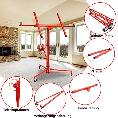 Froadp XXL Grúas para Placas de Yeso Elevador de Losas Ayuda de Montaje Ajustable en Altura 130-270cm Capacidad de Hasta 70KG
