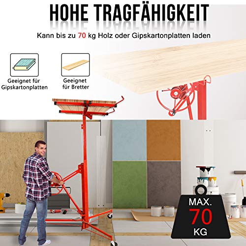 Froadp XXL Grúas para Placas de Yeso Elevador de Losas Ayuda de Montaje Ajustable en Altura 130-270cm Capacidad de Hasta 70KG