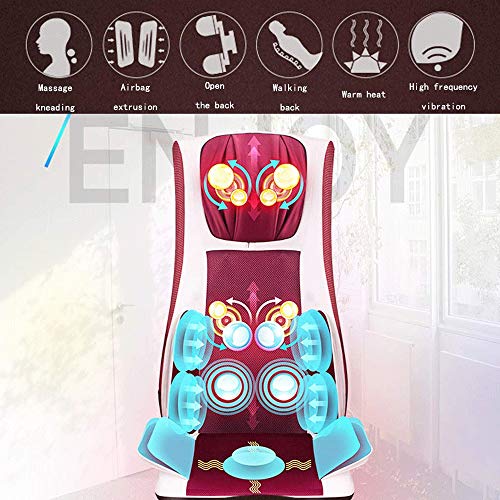 FUJGYLGL Massager del Cuello de la Cintura, Cojín Shiatsu Silla de Masaje con Seis programas y Deep Heat Amasado Masaje de Espalda for el Coche, Ministerio del Interior