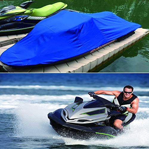Funda de Lancha Motora, 210D Impermeable Oxford UV Protección Jet Ski Cover, Se Adapta a Motos de Agua 136'' a 145'',Azul