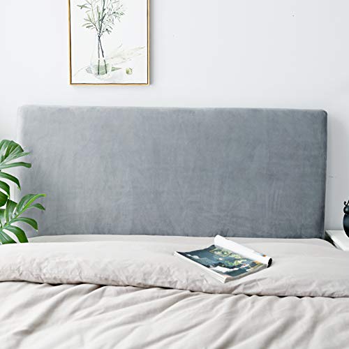 Funda para Cabecero, Protector de Funda de Cabecera de Cama, Tejido de Terciopelo Suave, Funda Protectora para cabecero de Cama (Gris Claro, Longitud de la cabecera：150cm-170cm)