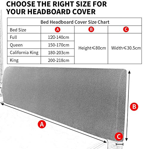 Funda para Cabecero, Protector de Funda de Cabecera de Cama, Tejido de Terciopelo Suave, Funda Protectora para cabecero de Cama (Gris Claro, Longitud de la cabecera：150cm-170cm)