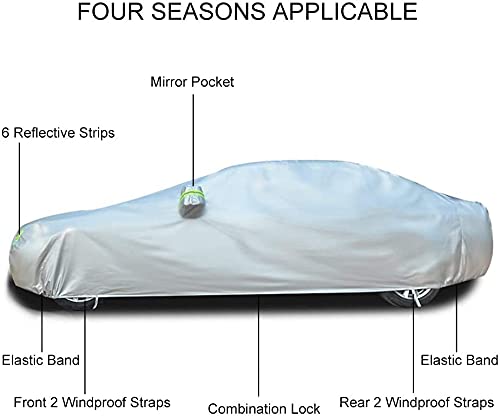 Fundas para Coche Compatible con Isuzu Ascender SUV 2002-2008 SWB(Length 4867mm), Exterior Automóviles Cubierta Tarpa de Coche Todo Clima Impermeable y Anti-UV de Oxford con Tiras Reflectantes