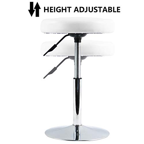 FURWOO PU silla de bar silla de oficina silla giratoria silla de trabajo con ruedas altura ajustable adecuada para oficina café lounge bar sala de estar (blanco)
