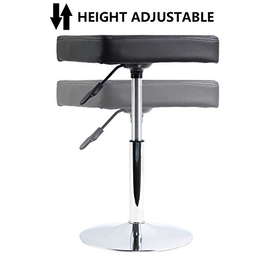 FURWOO Taburete cuadrado de cuero Silla de ocio Taburete de bar Taburete de trabajo giratorio ajustable en altura Garaje sin respaldo Taburete de barbero (Negro)