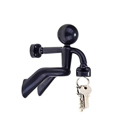 Gancho para Llaves Porta Llaves magnéticas Hombre magnético Gancho de Llave Porta Llaves de Pared Imanes de Nevera para Cualquier Superficie metálica（2 Pack,Negro）