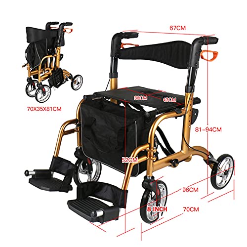 GaoF Andador Especial con Andador con Exclusivo Asiento ortopédico Ultra cómodo de 17 'de Ancho Andador de Compras Multifuncional, Azul
