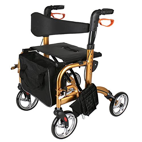 GaoF Andador Especial con Andador con Exclusivo Asiento ortopédico Ultra cómodo de 17 'de Ancho Andador de Compras Multifuncional, Azul