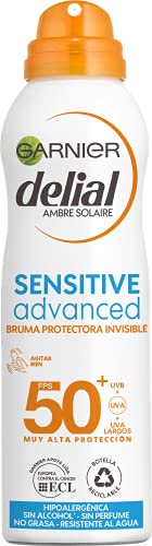 Garnier Delial Sensitive Advanced - Bruma Seca Protector Solar para Pieles Claras, Sensibles e Intolerantes al Sol IP50+ - 200 ml