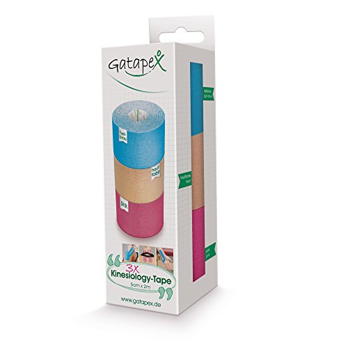 Gatapex Kinesiology - Cinta adhesiva de kinesiología (3 unidades de 2 m x 5 cm)
